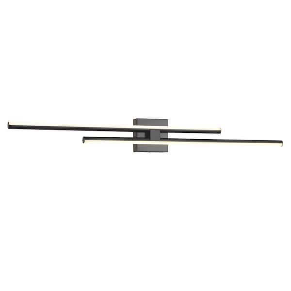 UMEILUCE 40 in. 2-Lights Black Integrated LED Vanity Light Bar with 3000K Warm Light, Wall Lamp for Living Room Bedroom Stairs