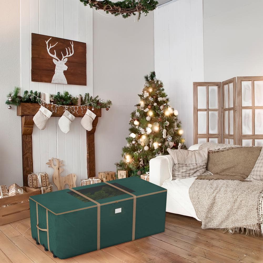 Green Rolling Christmas Tree Storage Bag with Reinforced Handles