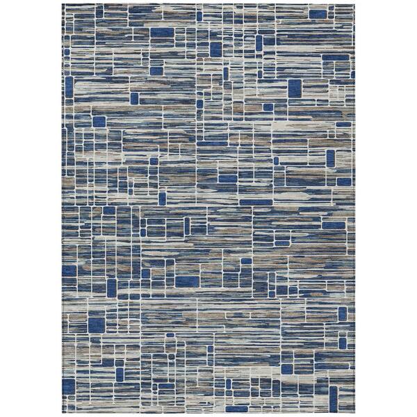 Chantille Machine Washable Indoor/Outdoor Abstract ACN2988 Navy 10 ft. x 14 ft. Area Rug