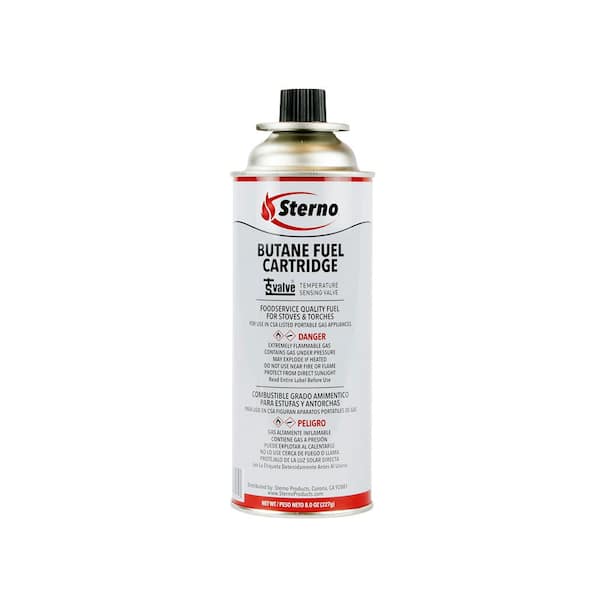 Sterno CandleLamp 8 oz. Butane Fuel Cartridge with Temperature Sensing Valve, (12-Pack)