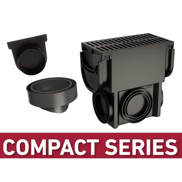 U.S. TRENCH DRAIN Compact Series Slim Drainage Pit/Catch Basin for 3.2 in. Modular Trench/Channel Drain Systems with Multi Pipe Adapter