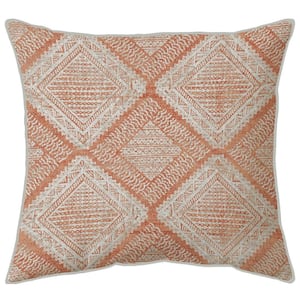 18 in. x 18 in. Woven Outdoor Orange/White Recyled Polyester Throw Pillow