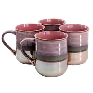 Copper Tonal 18 oz. Stoneware Cup Beverage Mugs Set in Rose 4-Piece