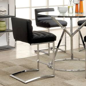 Balvin Black Leather Counter Height Dining Chair (Set of 2)