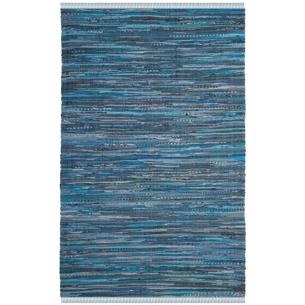 Coastal Charm Blue & Multi Handwoven Cotton Rag Rug - 5' x 8'