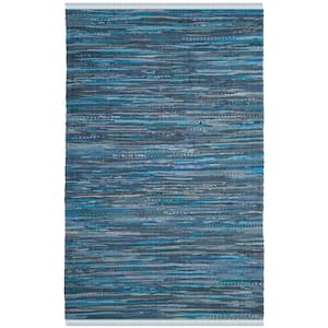 Rag Rug Blue/Multi 5 ft. x 8 ft. Striped Speckled Area Rug