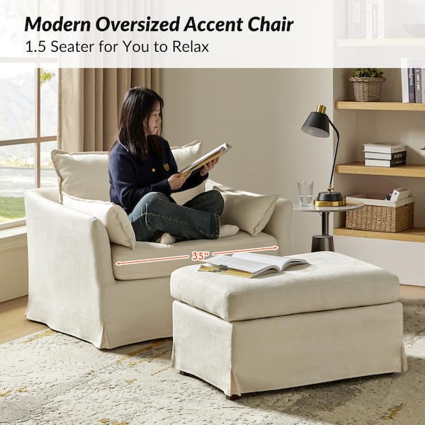 JAYDEN CREATION Sylvia Ivory Modern Oversized Removable
