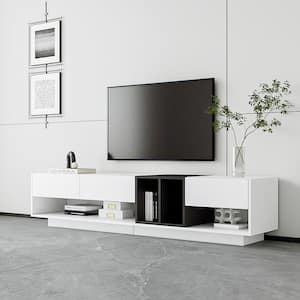 75 in. Sleek Functional Storage TV Stand Cabinet 2-Tone Media Console for TVs Up to 80 in. for Living Room, White