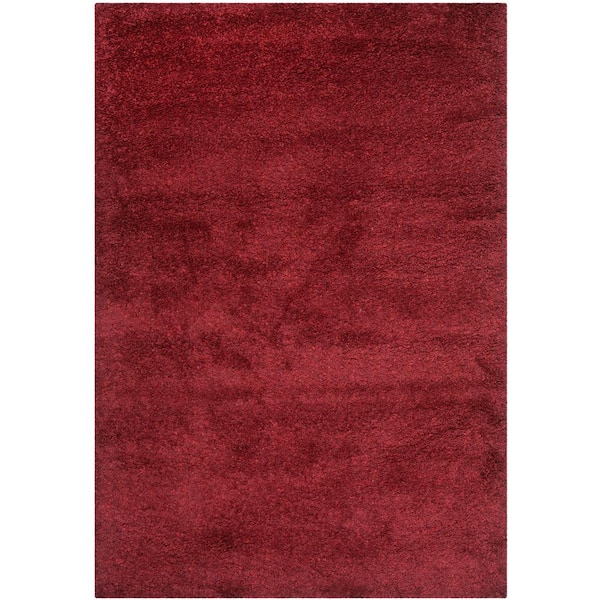 SAFAVIEH California Shag Maroon 4 ft. x 6 ft. Solid Area Rug