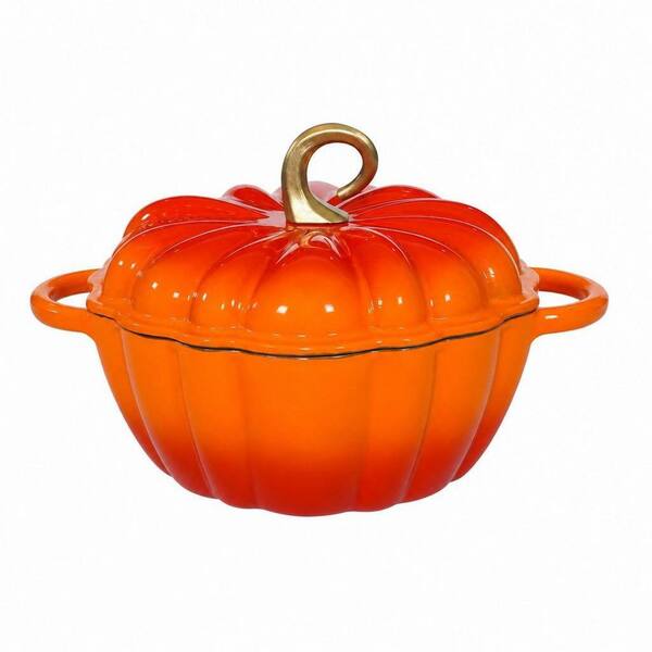 4.5 qt. Enamel Cast Iron Dutch Oven with Lid, Dual Handle Oven Safe Cooking Pot for Baking Braising Family Meals, Orange