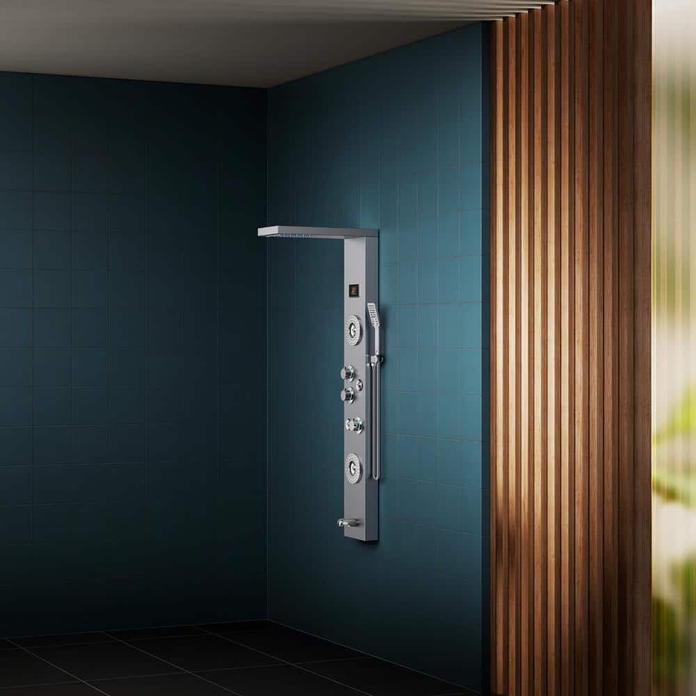 Forious Led Rainfall Waterfall Shower Head Rain Massage System With