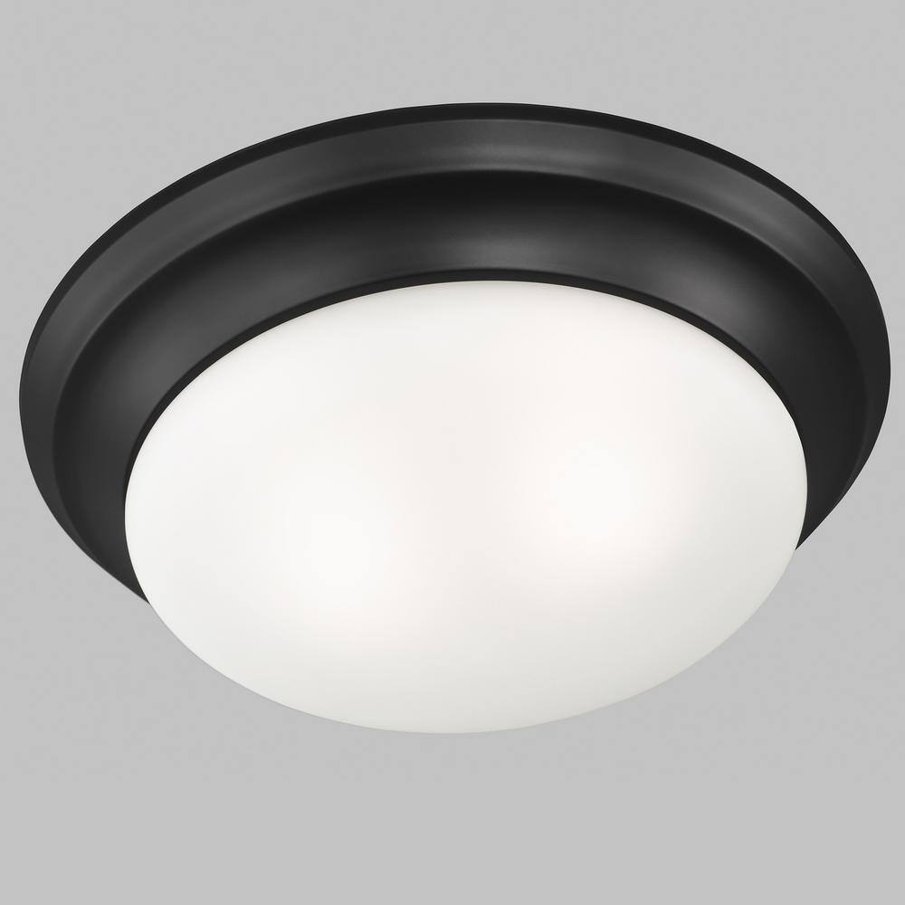 Nash Midnight Black 2-Light LED Flush Mount with Satin Etched Glass