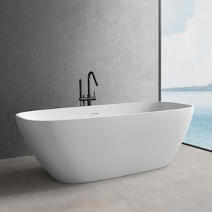 Milan 67 in. Stone Resin Solid Surface Matte Flatbottom Freestanding Bathtub in White