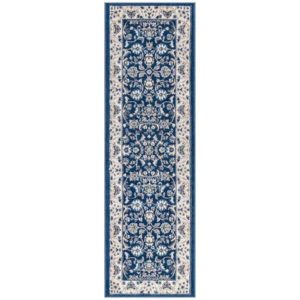 Madison Floral Dark Blue 2 ft. x 8 ft. Indoor Runner Rug