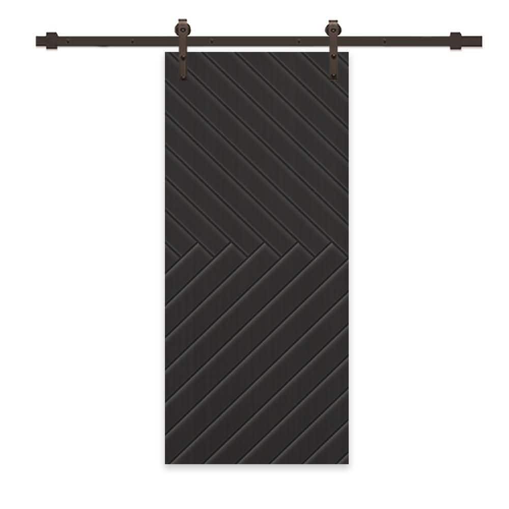 36 in. x 96 in. Black Painted Composite MDF Paneled Interior Sliding Barn Door with Hardware Kit price history on PriceWatchPro