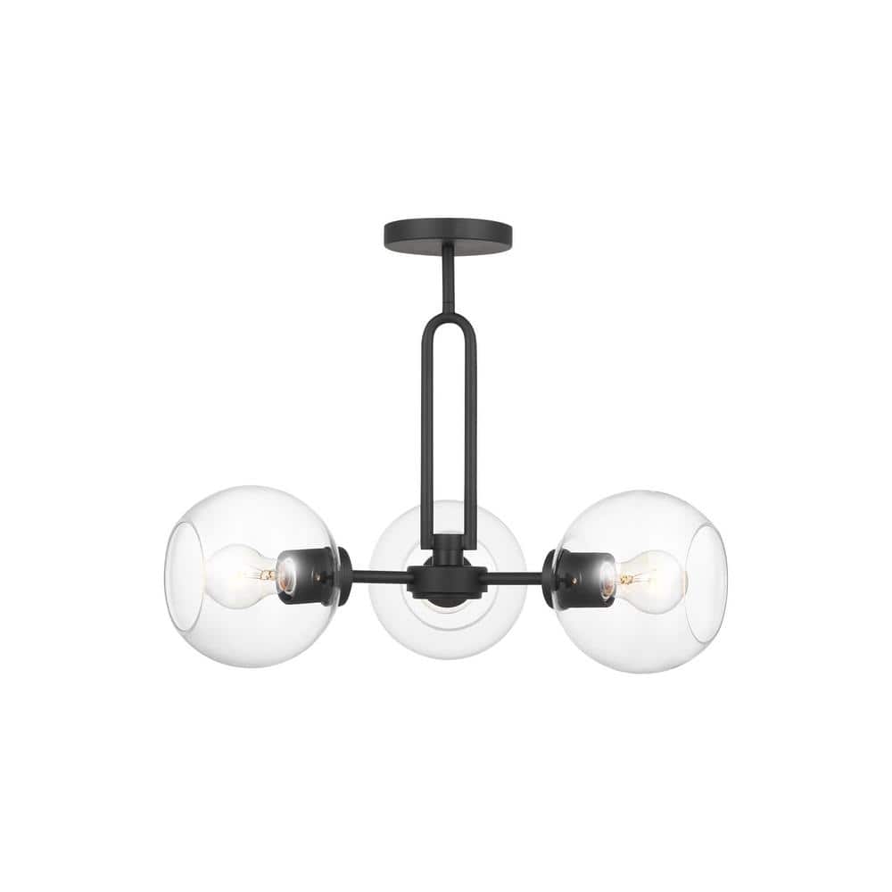 Codyn 3-Light Midnight Black Semi-Flush Convertible Statement Pendant Light with Clear Glass Shades price history on PriceWatchPro