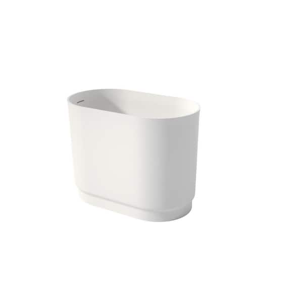 59 in. x 30 in. Stone Resin Flatbottom Solid Surface Non-Slip Freestanding Soaking Bathtub in Gloss White