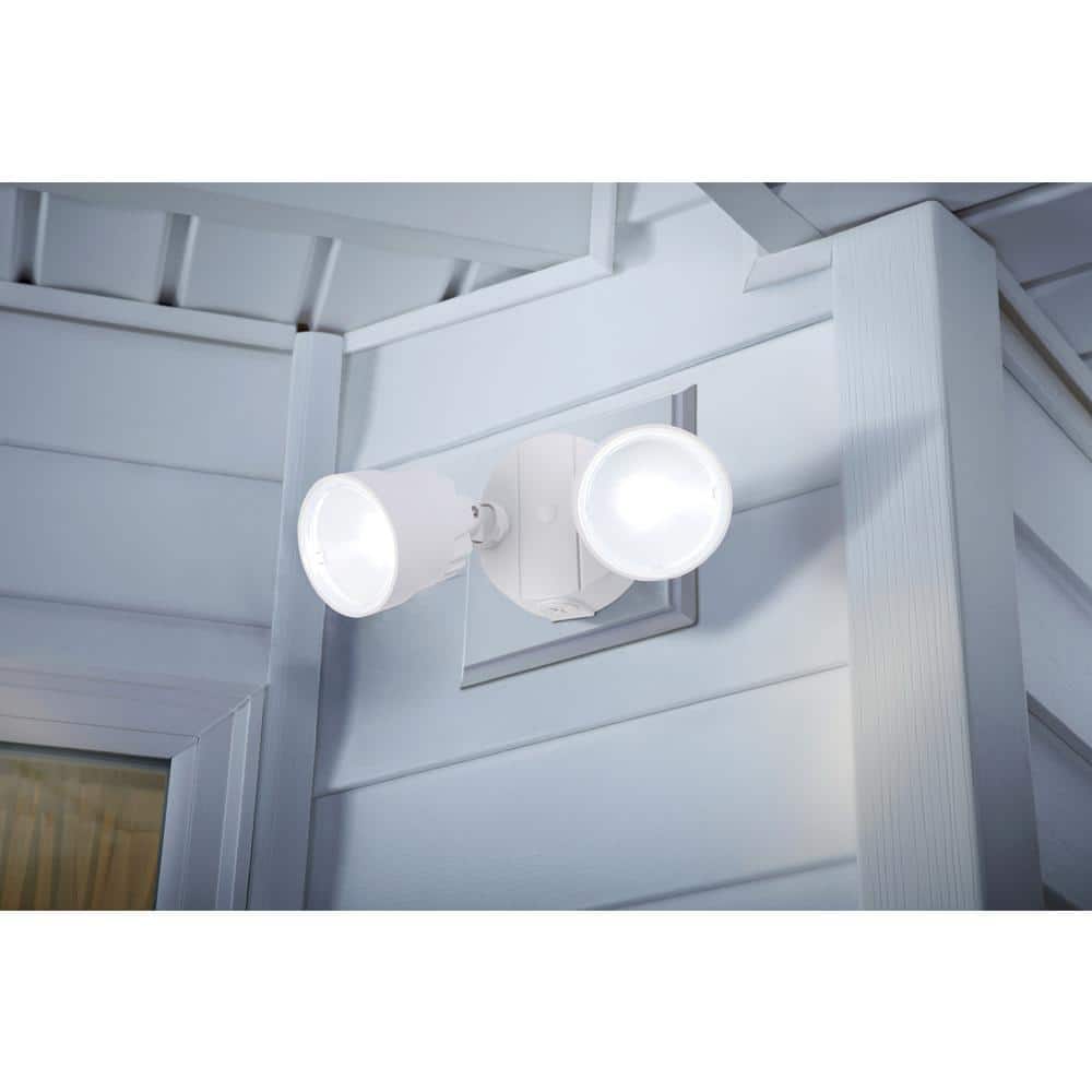 2-Light White Outdoor Integrated LED Flood Light with Polycarbonate Lens