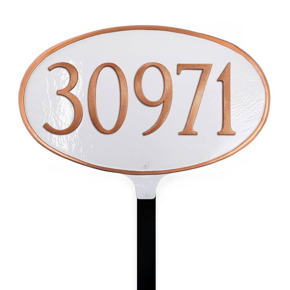 Classic Oval Small Address Sign Plaque with Lawn Stake - White/Copper price history on PriceWatchPro
