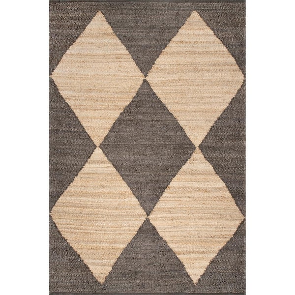nuLOOM Black 6 ft. x 6 ft. Pandora Diamond Jute Area Rug
