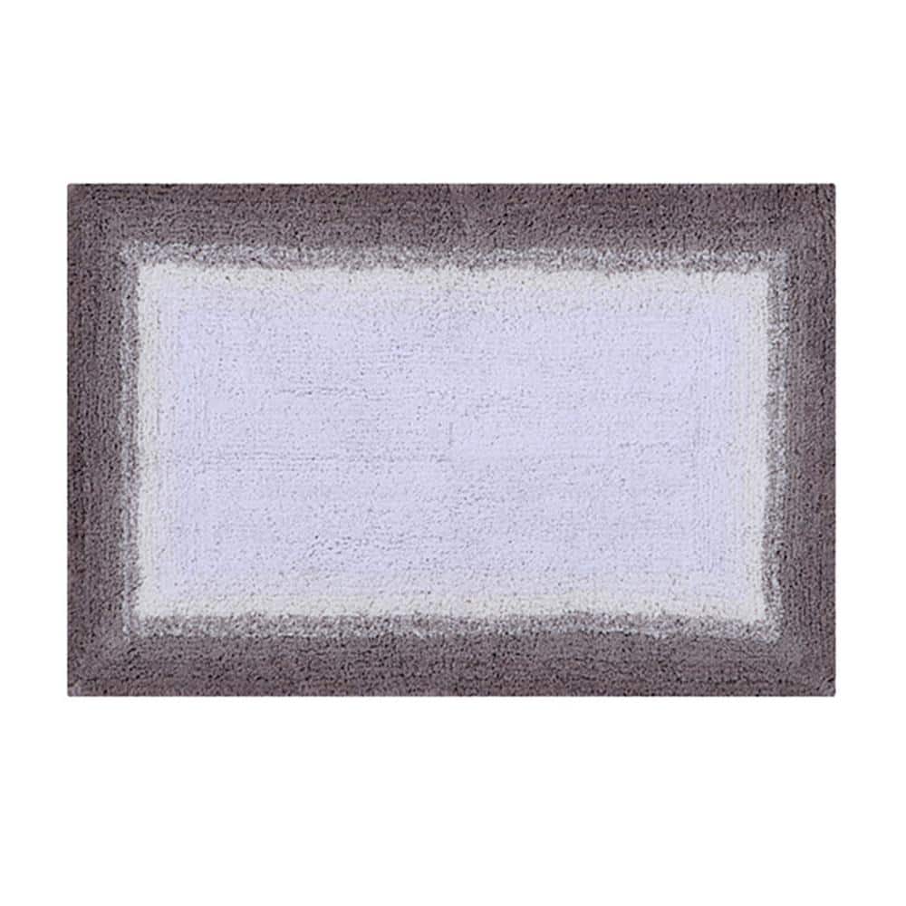Beige and Gray Cotton Ombre Bathroom Rug Set