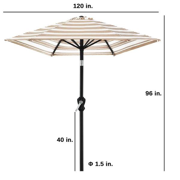 10 ft. Steel Market Tilt Patio Umbrella in Striped Tan