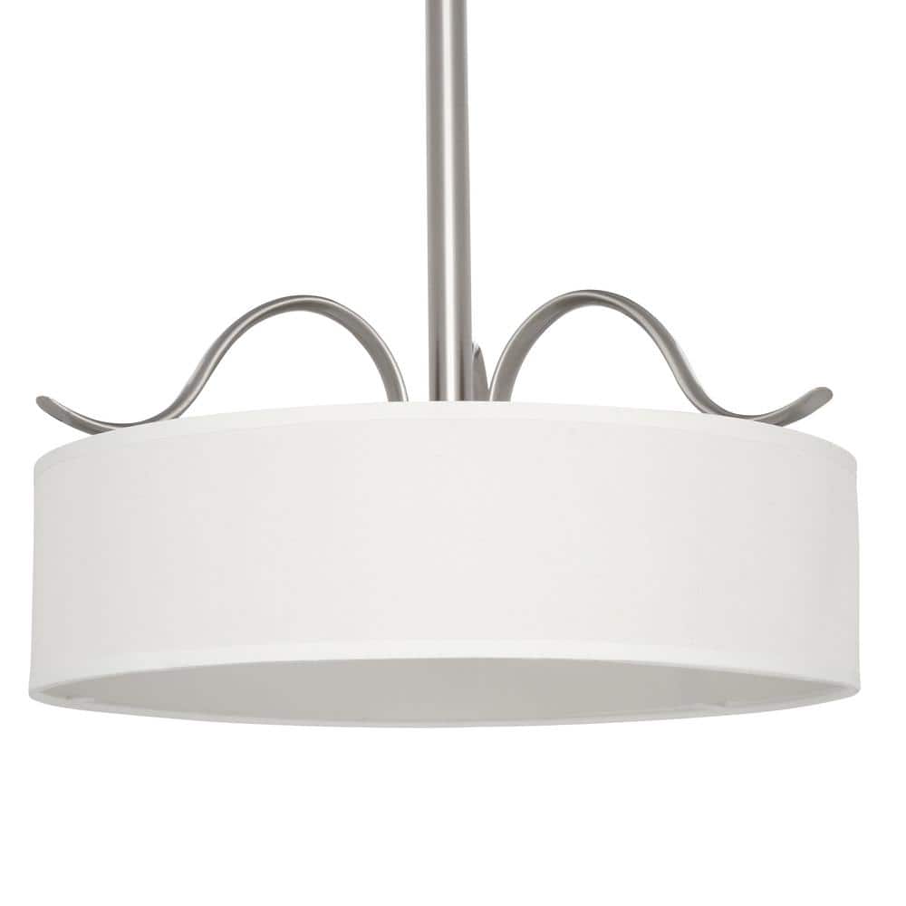 Brushed Nickel 3-Light Pendant with Off-White Linen Shade