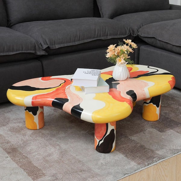 47.24 in. Colorful Specialty MDF Irregular Cloud Abstract Coffee Table