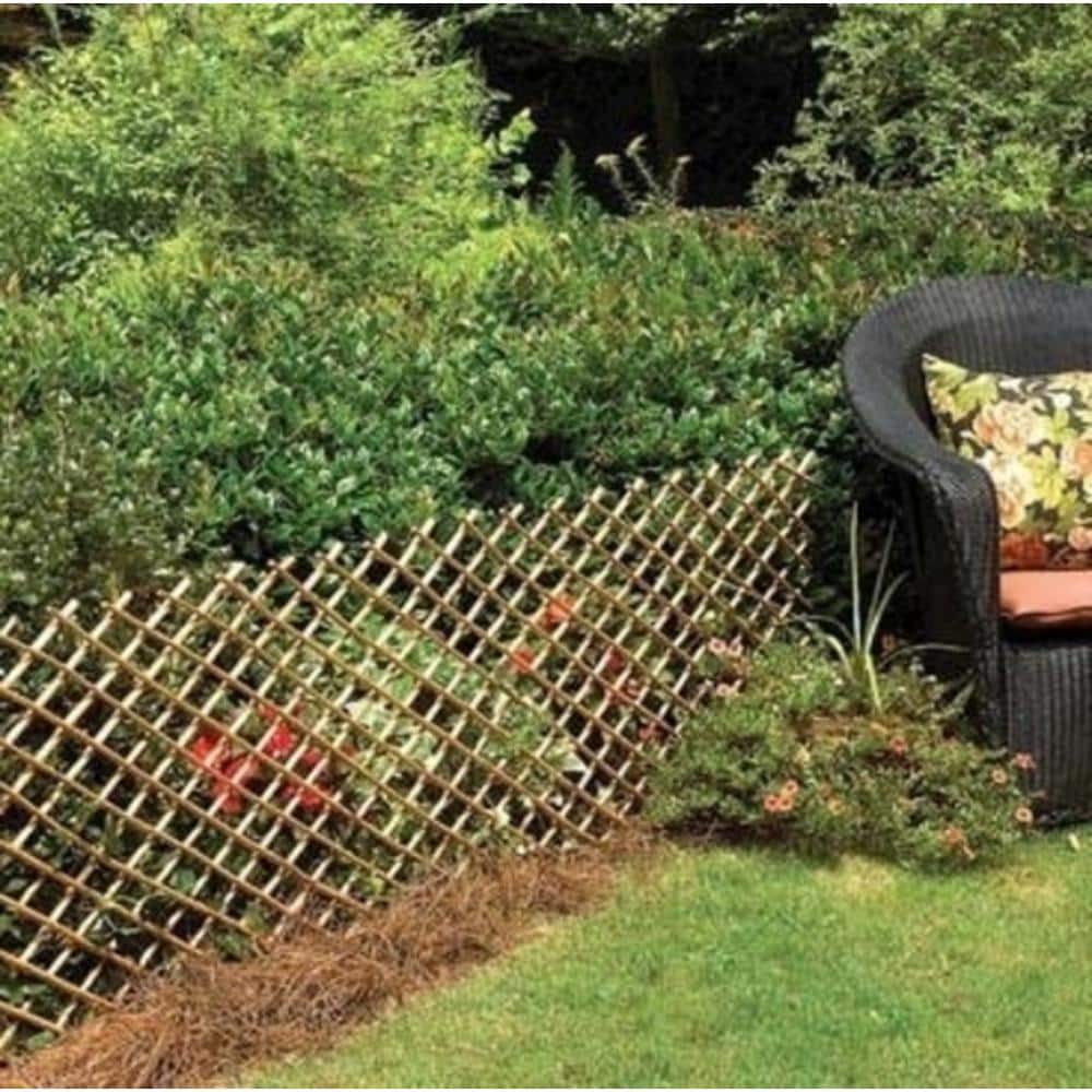 72" Light Mahogany Wood Expanding Trellis Fence