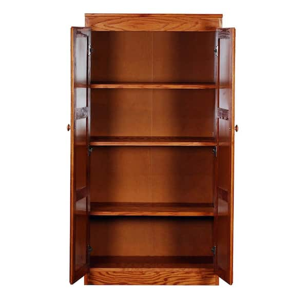 Concepts In Wood 60 in. Oak Wood 4-shelf Standard Bookcase with