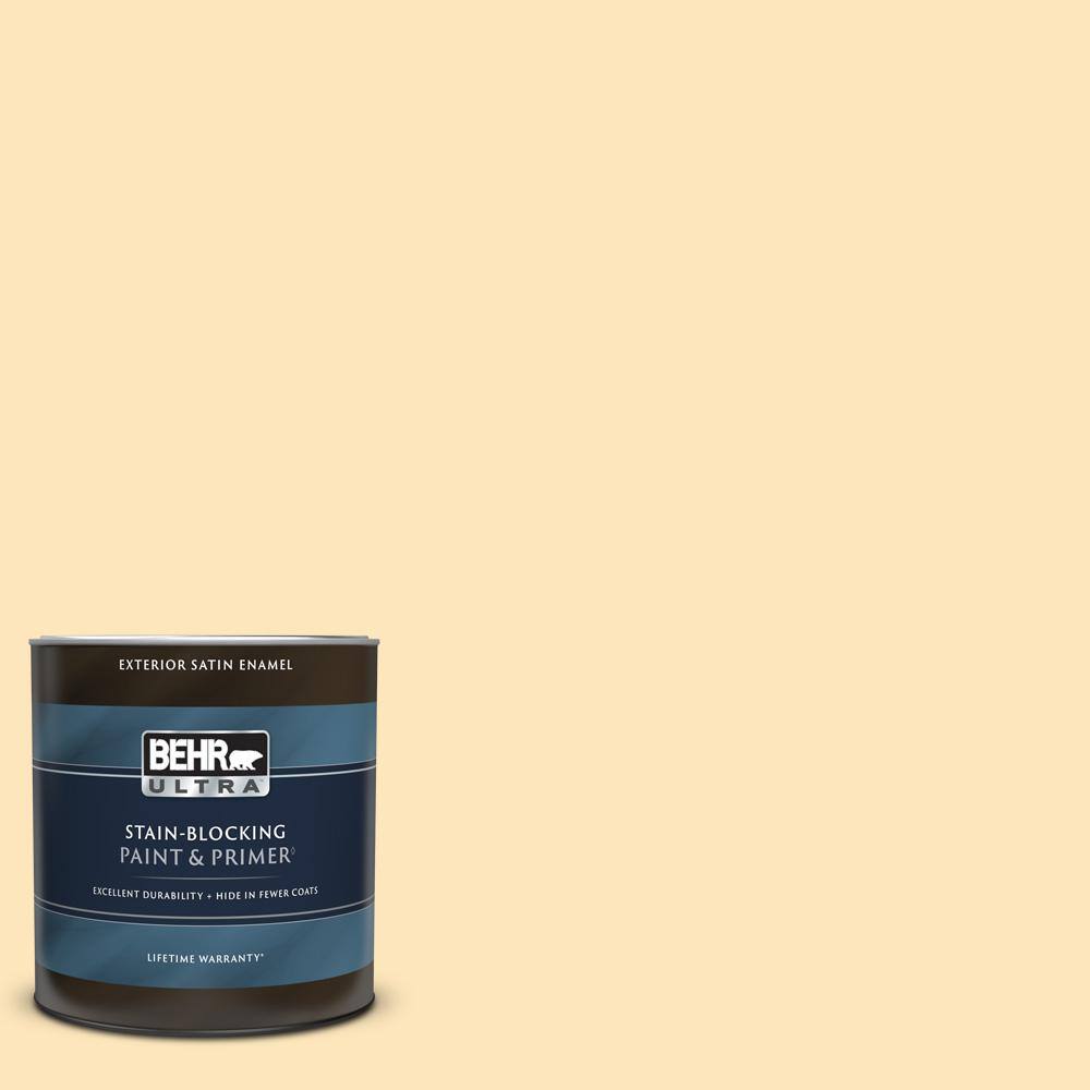 BEHR ULTRA 1 qt. 350C2 Banana Cream Satin Enamel Exterior Paint
