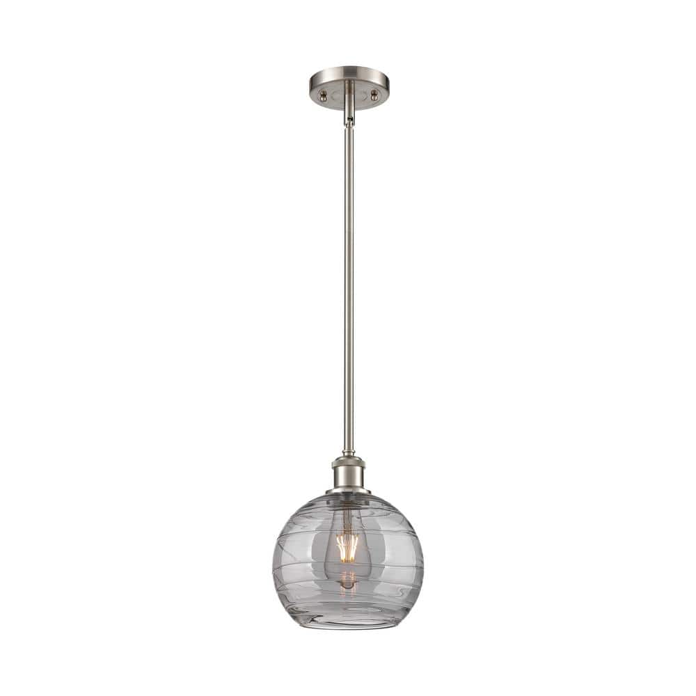 Athens Deco Swirl 100-Watt 1-Light Brushed Satin Nickel Standard Mini Pendant Light with Painted Glass Shade -  Innovations, 516-1S-SN-G1213