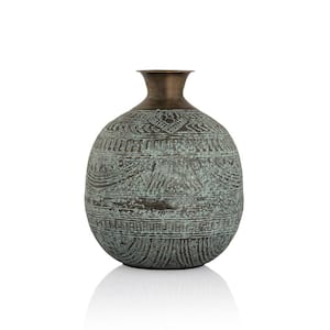 Tribal Vase 12 in. Antique Verdigris