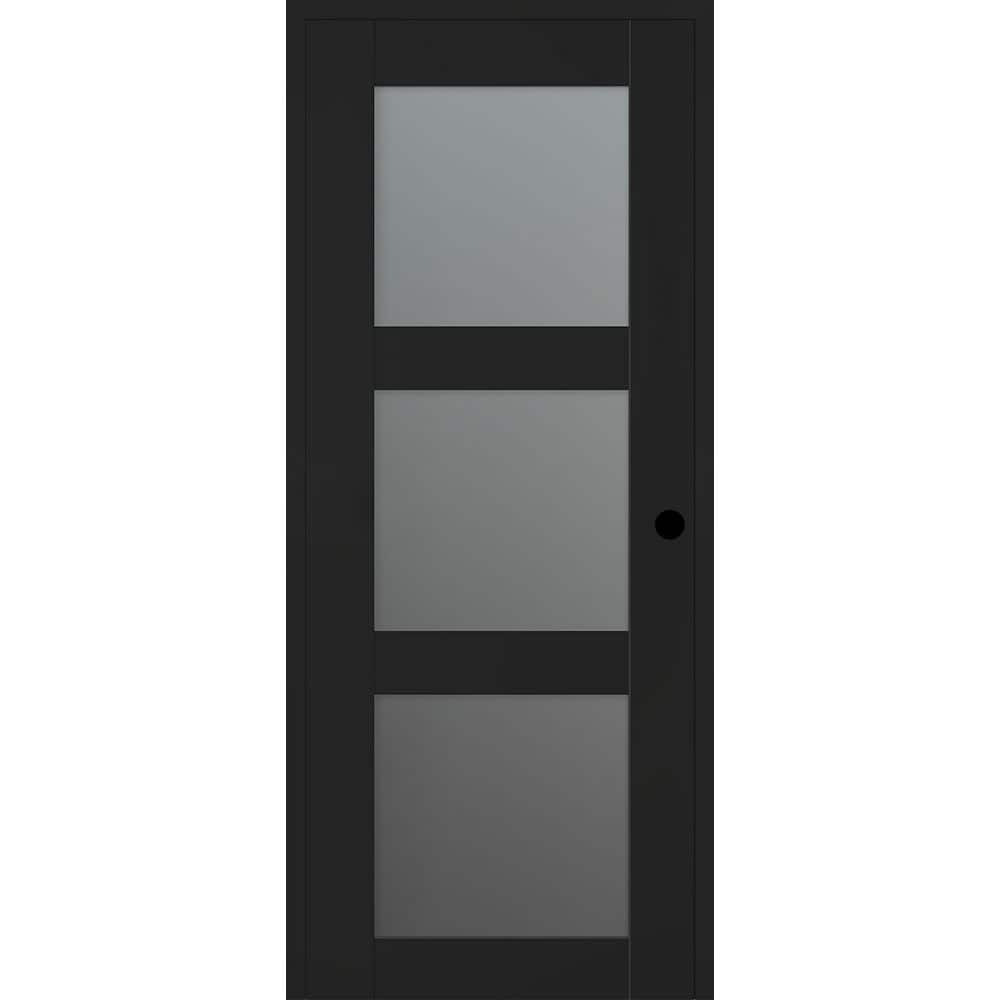 Avon 3 Lite N DIY-Friendly 32 in. х 84 in. Left-Hand Frosted Glass Black Matte Composite Single Prehung Interior Door price history on PriceWatchPro