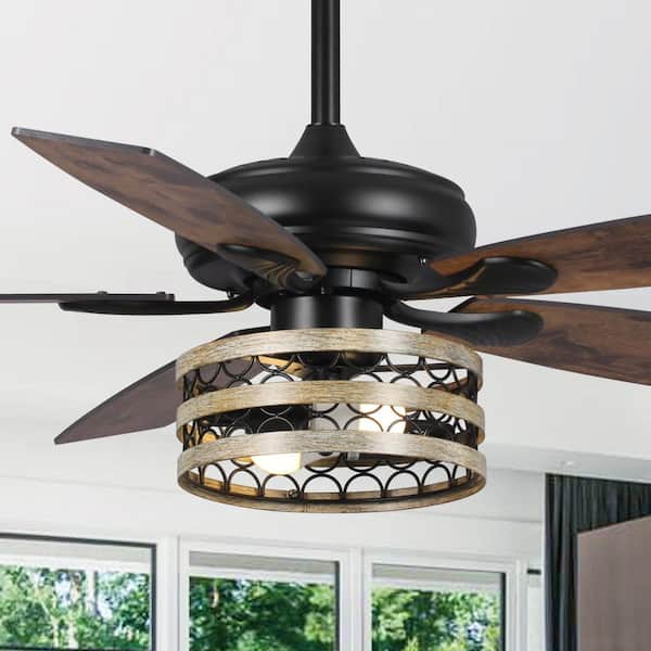 Parrot Uncle Toronto 52 in. Indoor Farmhouse Black LED Smart