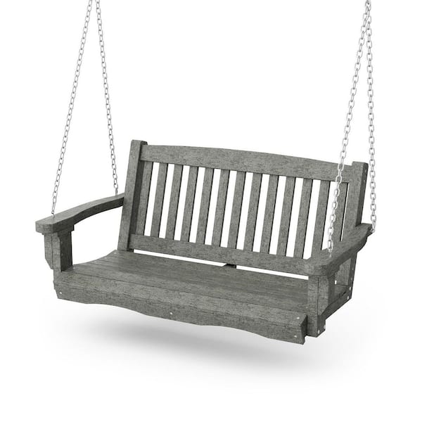 Wildridge Classic 2-Person Dark Gray Plastic Mission Porch Swing