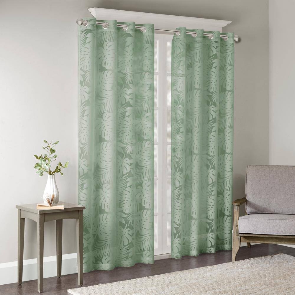 Sage Green Sheer Polyester Grommet Window Panel