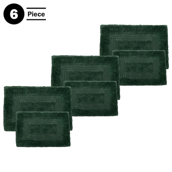 Green 6- Piece Cotton Bathroom Mat Set