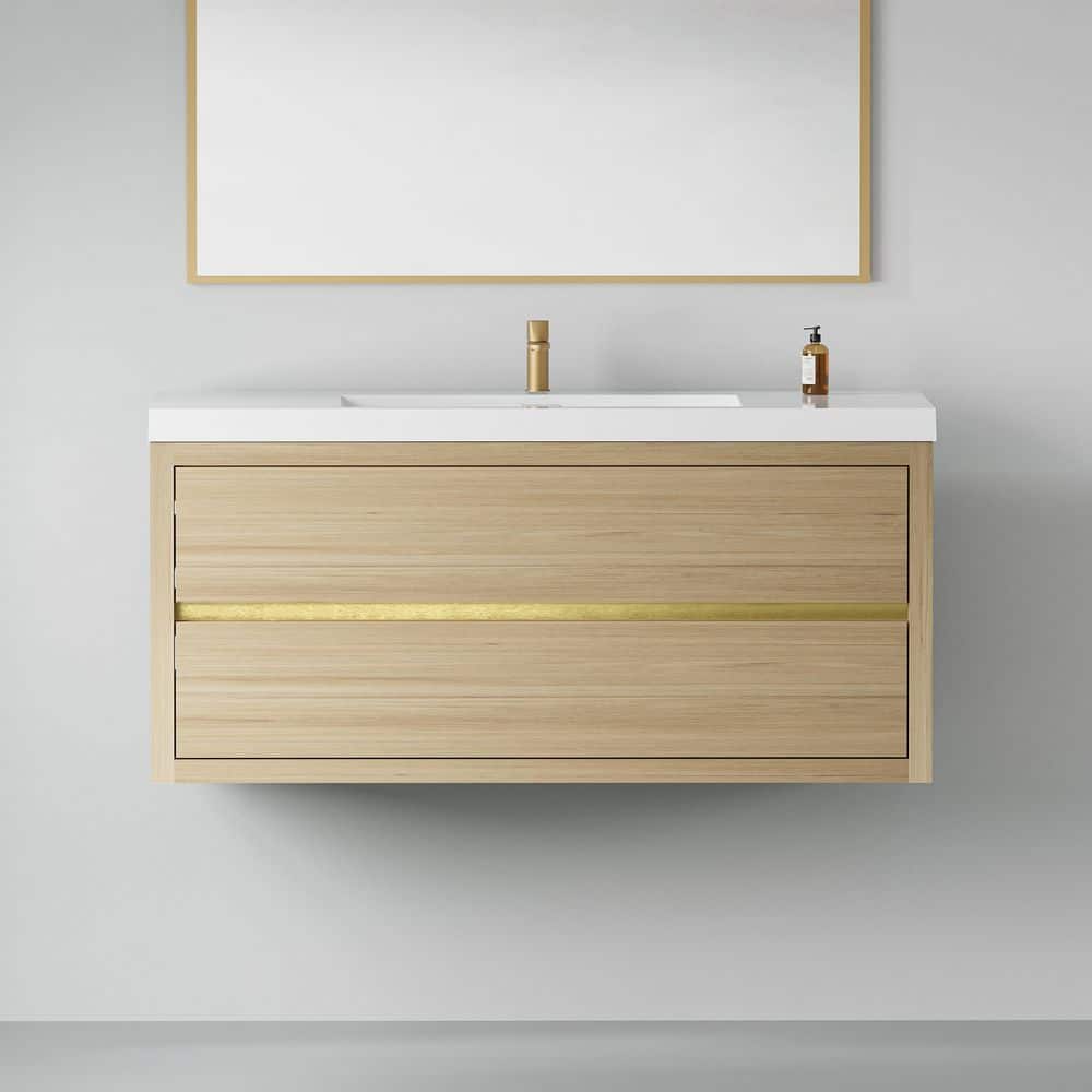 48 in. Wall-Mounted Bath Vanity Floating Bathroom Storage Cabinet in Natura