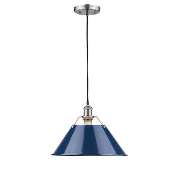 Orwell PW 1-Light Pewter Pendant with Navy Blue Shade