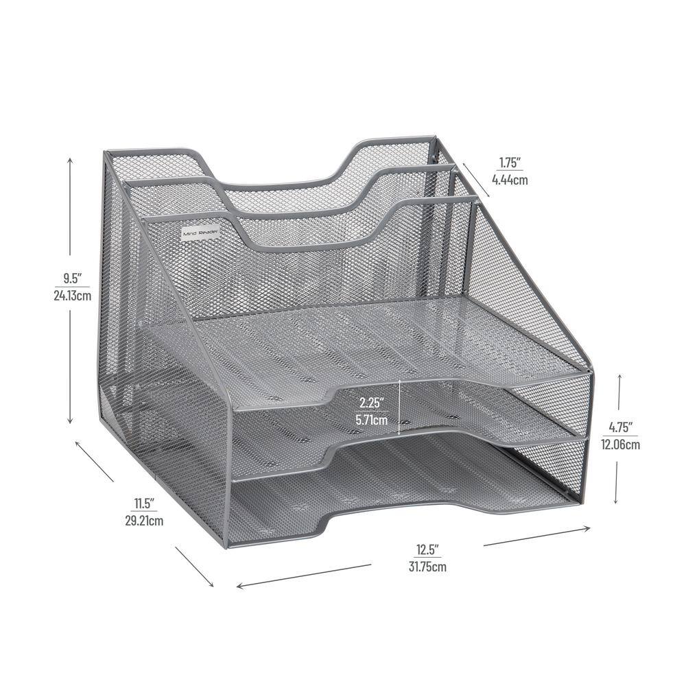Silver Mesh 5-Compartment Desktop Organizer with 3 Tiers