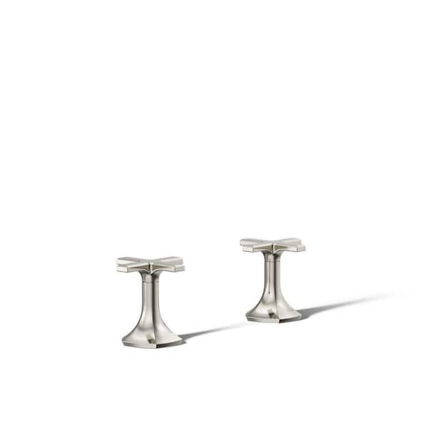 Occasion Deck-Mount Cross Bath Faucet Handles in Vibrant Polished Nickel