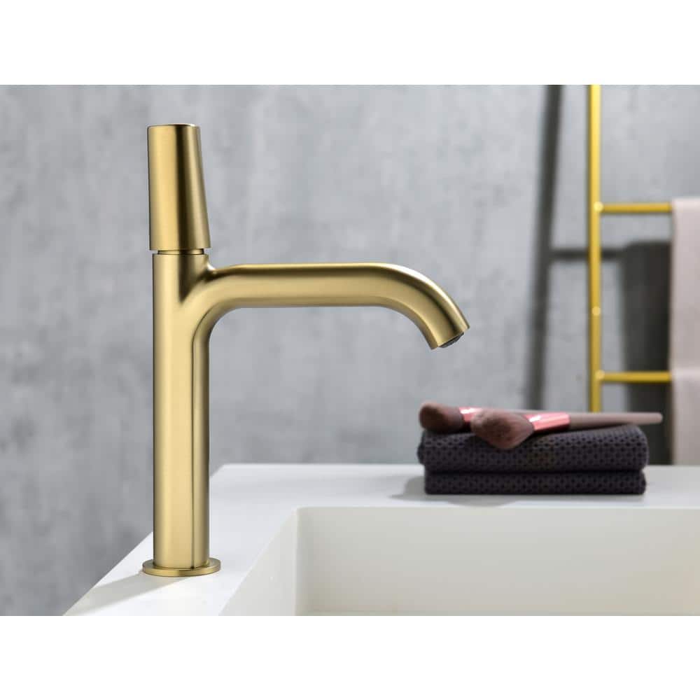 Brushed Gold Brass Single Handle Bathroom Faucet