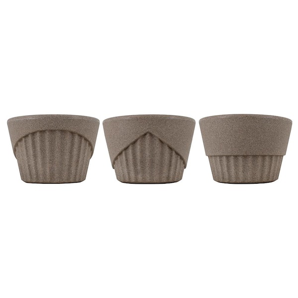 FLORIDIS 5 in. Plastic Plant Pot (Cement Color) Vitoria (Set of 3)