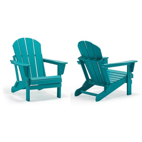 Westin Outdoor Addison Outdoor Folding Plastic Adirondack Chair Set Of 2 Turquoise 2001071 2 The Home Depot