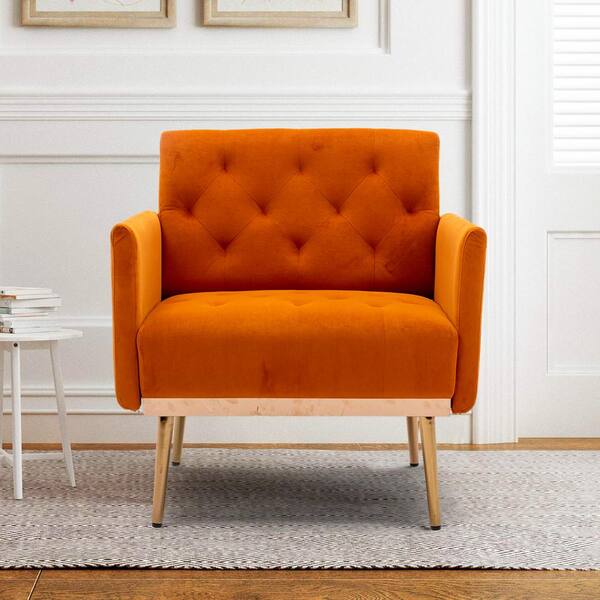 HOMEFUN Modern Orange Boucle Square Bean Bag Accent Chair with