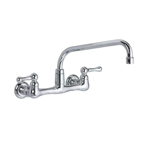 American Standard Heritage 8 in. Wall Mount 2-Handle Mid-Arc Bathroom Faucet in Polished Chrome