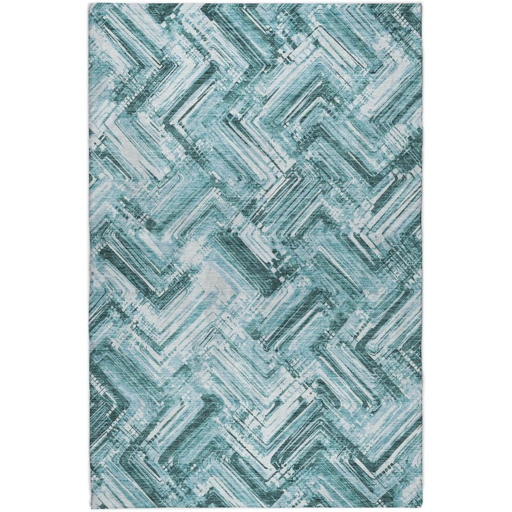 Dream Shag Premium Machine Washable Abstract ADS630 Teal 5 ft. x 7 ft. 6 in. Area Rug price history on PriceWatchPro