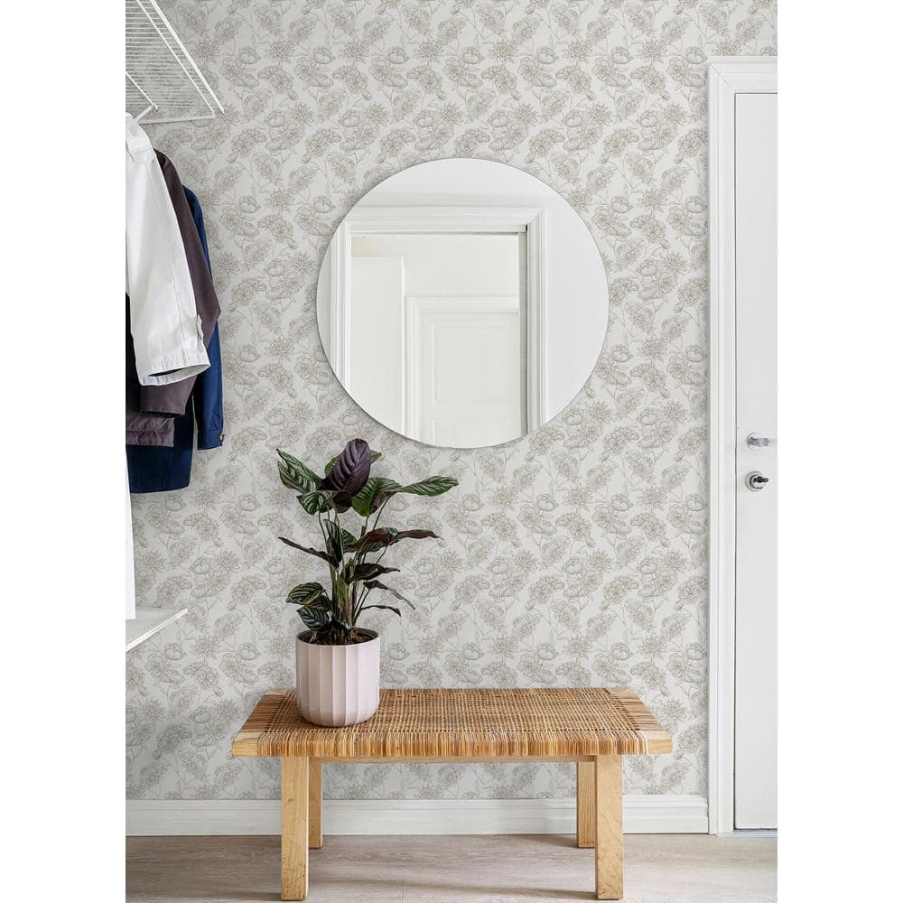 Cream and Gold Floral Self-Adhesive Peel and Stick Wallpaper