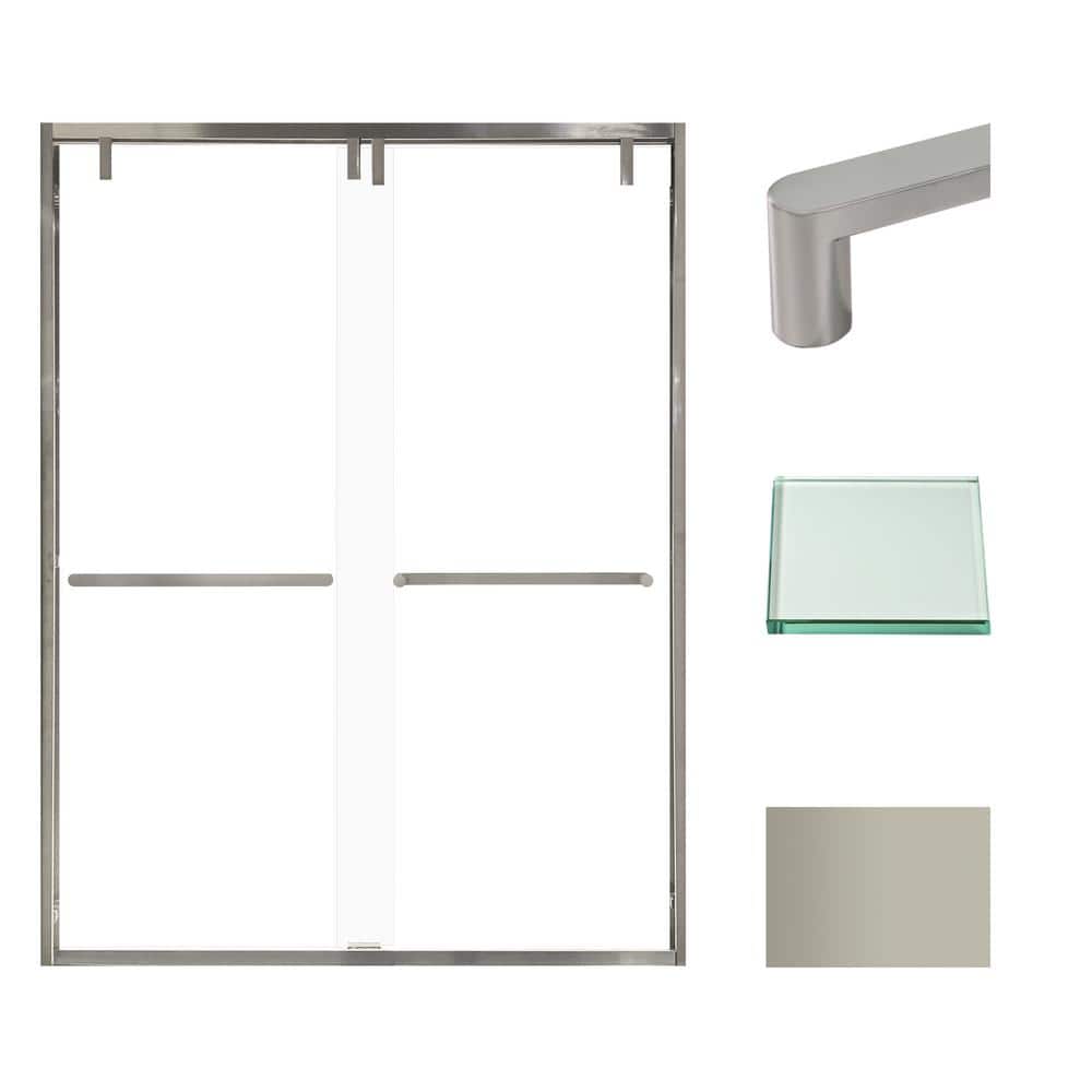 Eden 60" x 80" Clear Glass Sliding Shower Door with Brushed Nickel Finish